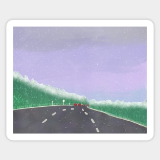 snowy road Sticker